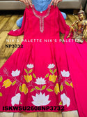 Embroidered Malmal Chanderi A-Line Kurti With Pant And Dupatta-ISKWSU2608NP3732
