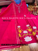 Embroidered Malmal Chanderi A-Line Kurti With Pant And Dupatta-ISKWSU2608NP3732