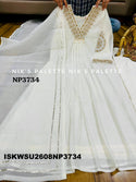 Embroidered Malmal Chanderi A-Line Kurti With Pant And Dupatta-ISKWSU2608NP3734