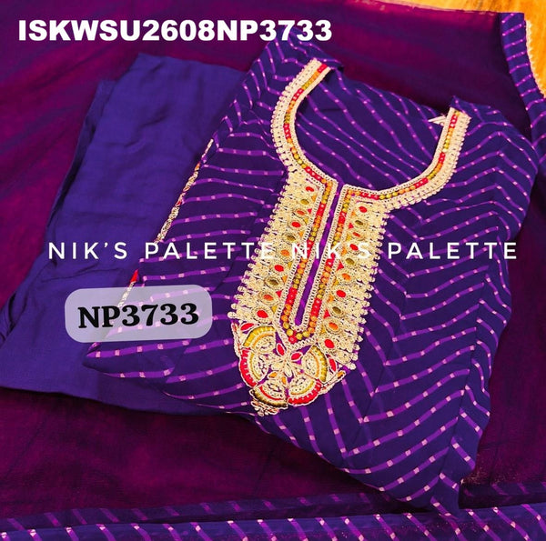 Bandhani Printed Georgette Anarkali Kurti With Pant And Net Dupatta-ISKWSU2608NP3733
