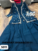 Georgette Skirt With Crop Top And Embroidered Shrug-ISKWSKT2908AGC5011