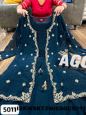 Georgette Skirt With Crop Top And Embroidered Shrug-ISKWSKT2908AGC5011