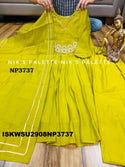 Embroidered Malmal Chanderi A-Line Kurti With Pant And Dupatta-ISKWSU2908NP3737