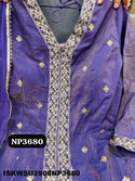 Embroidered Tissue Silk Front Slit Anarkali Kurti With Pant And Sequined Dupatta-ISKWSU2908NP3680