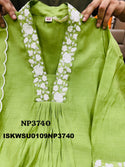 Embroidered Malmal Chanderi A-Line Kurti With Pant And Dupatta-ISKWSU0109NP3740
