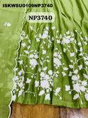 Embroidered Malmal Chanderi A-Line Kurti With Pant And Dupatta-ISKWSU0109NP3740