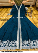 Embroidered Chinon Silk Front Slit Gown With Dupatta-ISKWGN0109NP3708