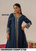Embroidered Chinon Silk Front Slit Gown With Dupatta-ISKWGN0109NP3708