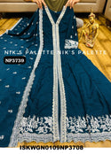 Embroidered Chinon Silk Front Slit Gown With Dupatta-ISKWGN0109NP3708