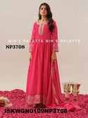 Embroidered Chinon Silk Gown With Dupatta-ISKWGN0109NP3708