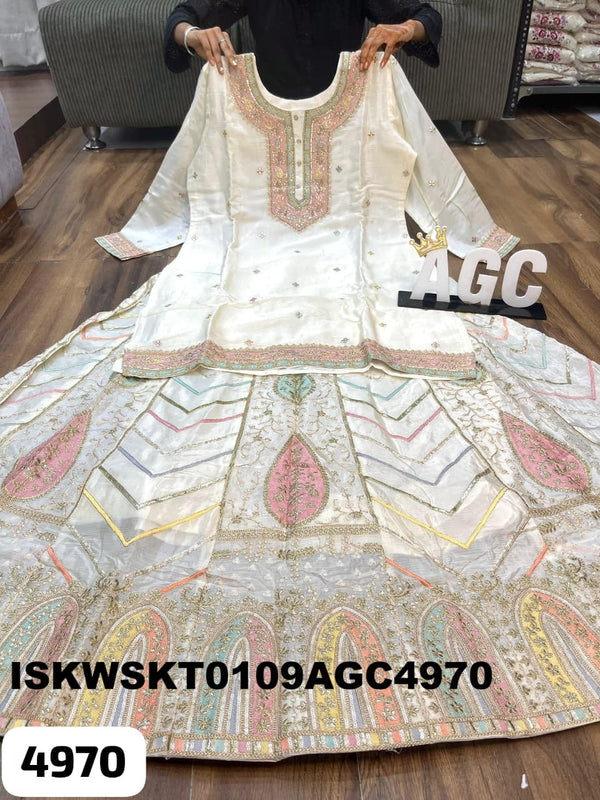 Embroidered Chinon Silk Kurti With Skirt And Dupatta-ISKWSKT0109AGC4970