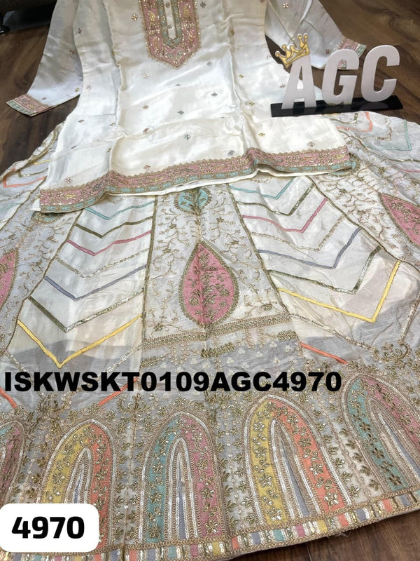 Embroidered Chinon Silk Kurti With Skirt And Dupatta-ISKWSKT0109AGC4970