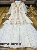Embroidered Malmal Cotton Peplum Kurti With Palazzo And Dupatta-ISKWPL0109NP3709