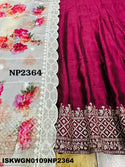 Embroidered Silk Gown With Digital Printed Organza Dupatta-ISKWGN0109NP2364