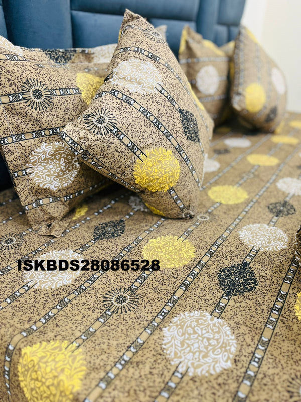 Glace Cotton Double Bedsheet With Pillow Cover Set-ISKBDS28086528