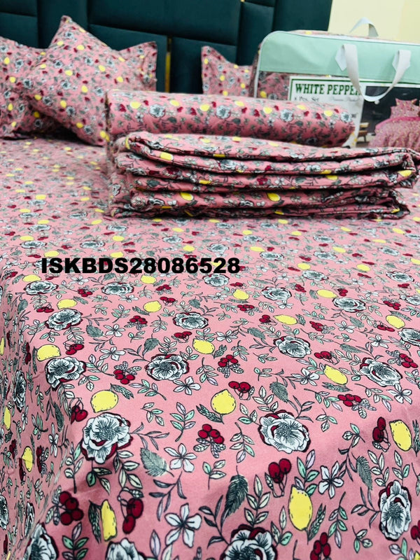 Glace Cotton Double Bedsheet With Pillow Cover Set-ISKBDS28086528