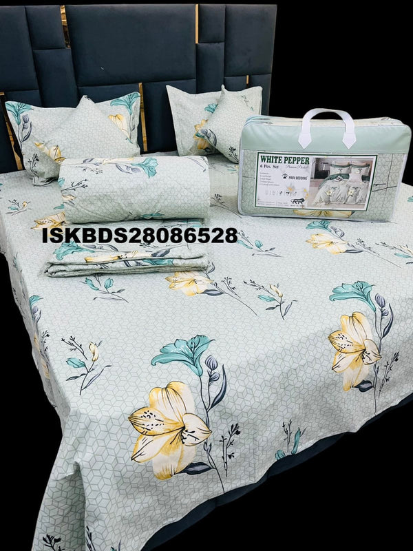Glace Cotton Double Bedsheet With Pillow Cover Set-ISKBDS28086528