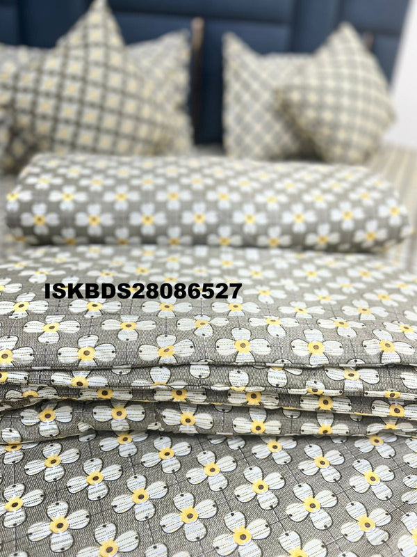 Glace Cotton Double Bedsheet With Pillow Cover Set-ISKBDS28086527