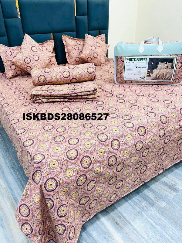 Glace Cotton Double Bedsheet With Pillow Cover Set-ISKBDS28086527