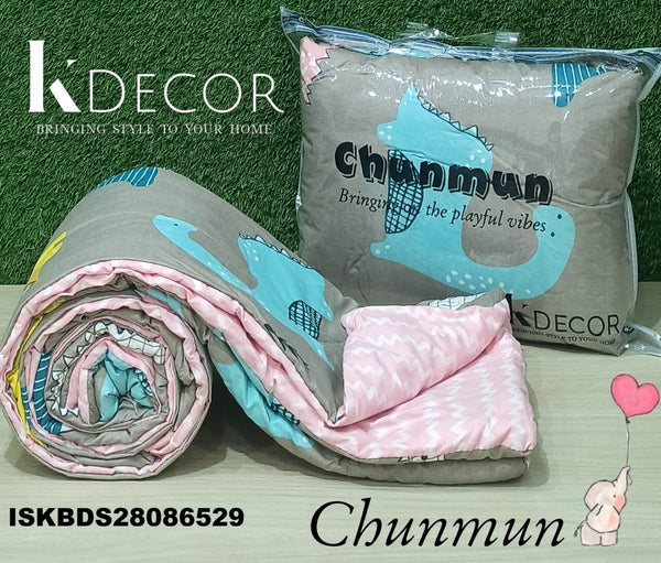 3 Layer Cotton Double Bed Reversible AC Dohar Set -ISKBDS28086529