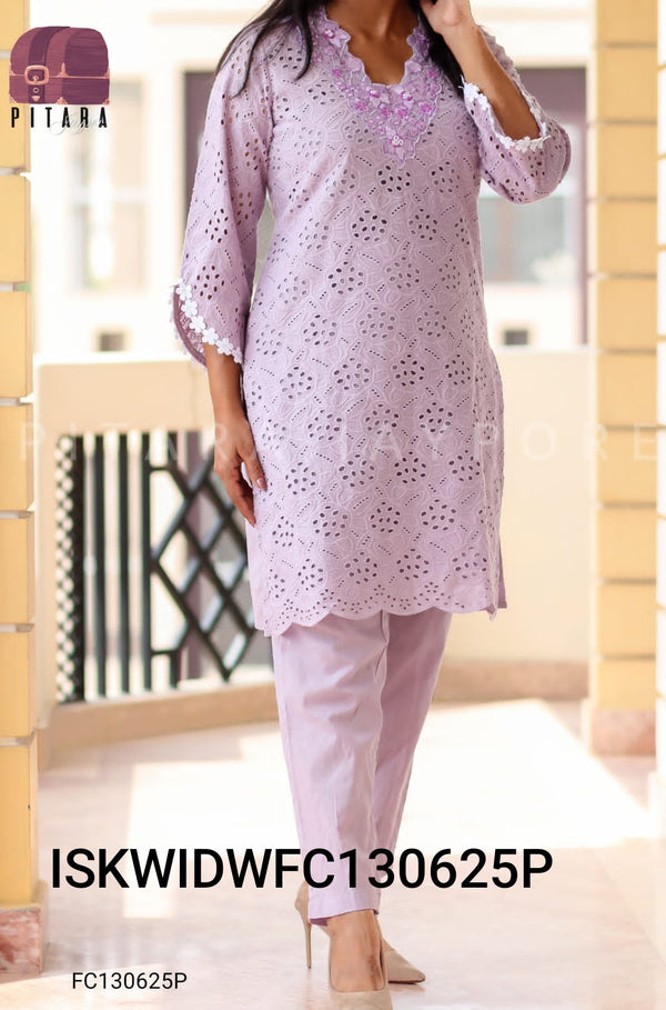 Cotton Schiffli Co-Ord Set-ISKWIDWFC130625P