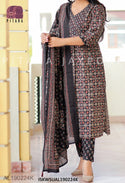 Ajrakh Printed Cotton Kurti With Pant And Dupatta-ISKWSUAL190224K