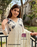 Embroidered Cotton Flared Kurti With Pant And Dupatta-ISKWSUSR010424W