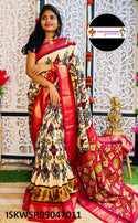 Ikkat Printed Munga Crepe Silk Saree With Blouse-ISKWSR09047011