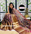 Kalamkari Printed Silk Saree With Contrast Blouse-ISKWSR09047012