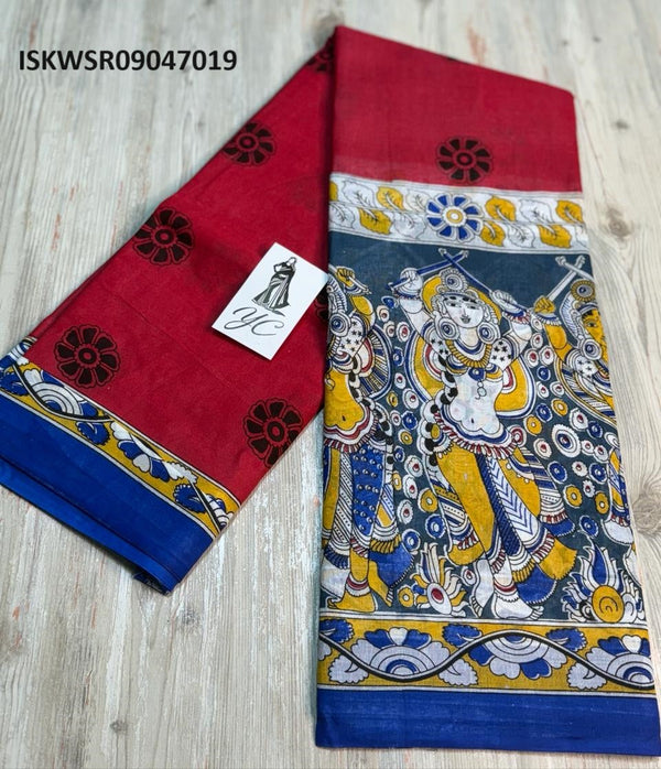 Kalamkari Printed Malmal Cotton Saree-ISKWSR09047019