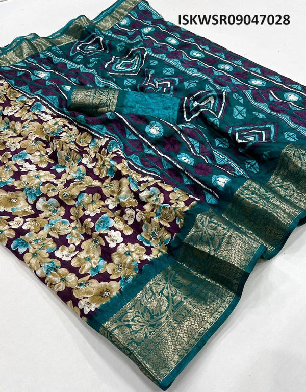 Floral Printed Dola Silk Saree With Jacquard Blouse-ISKWSR09047028