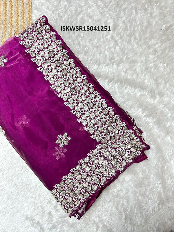 Embroidered Zimmie Chu Organza Saree With Blouse-ISKWSR15041251