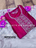 Silk Gown With Floral Printed Handloom Weaving Banarasi Dupatta-ISKWGN1804NP2509