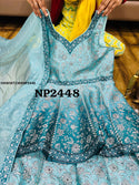 Digital Printed Taffeta Silk Peplum Top With Skirt And Organza Dupatta-ISKWSKT1904NP2448