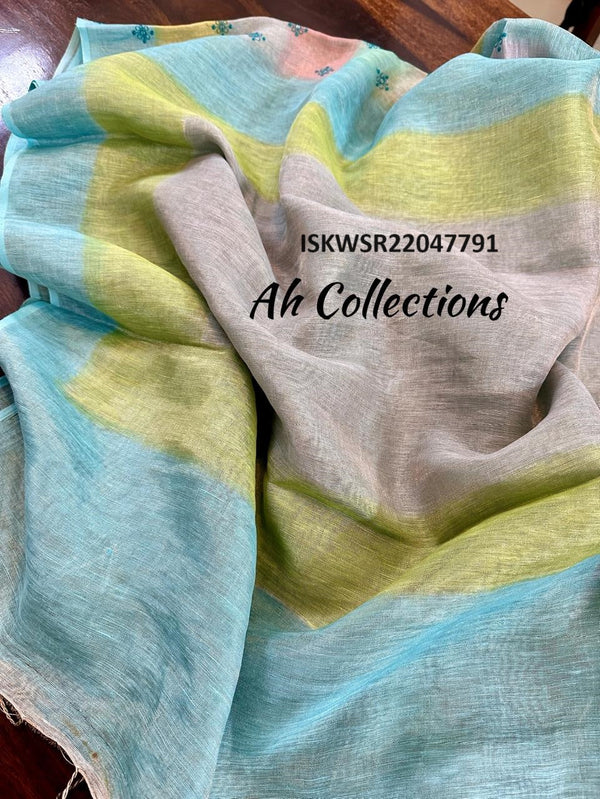 Embroidered Linen Tissue Silk Saree With Blouse-ISKWSR22047791