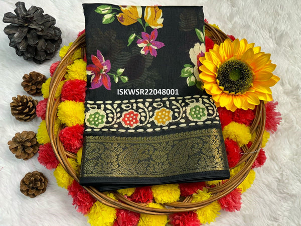 Floral Printed Dola Silk Saree With Jacquard Blouse-ISKWSR22048001