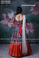 Patola Printed Banarasi Weaving Silk Gown With Net Dupatta-ISKWGN2304BK640N
