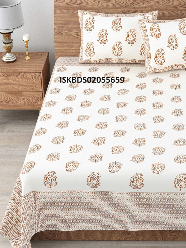 Printed Cotton Bedsheet With Pillow Cover-ISKBDS02055659