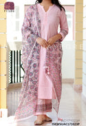 Cotton Schiffli Chikankari Kurti With Pant And Hand Block Printed Kota Doriya Dupatta-ISKWSUAC171023P