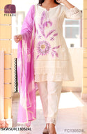 Kota Weaved Cotton Kurti With Pant And Tie And Dye Printed Dupatta-ISKWSUFC130524G/FC130524L