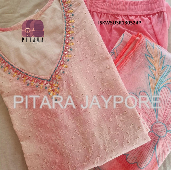 Digital Printed Cotton Kurti With Pant And Chanderi Dupatta-ISKWSUSR130524P/SR130524B