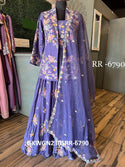 Embroidered Dola Silk Gown With Organza Dupatta And Blazer-ISKWGN2305RR-6790
