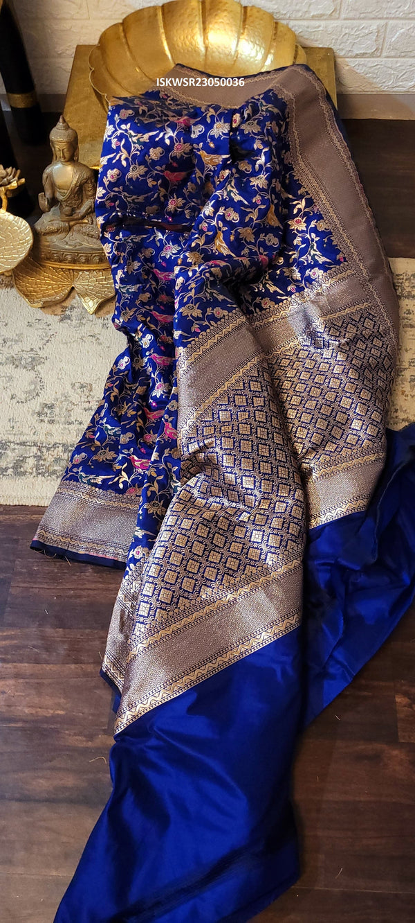 Hand Crafted Banarasi Weaved Silk Saree With Blouse-ISKWSR23050036