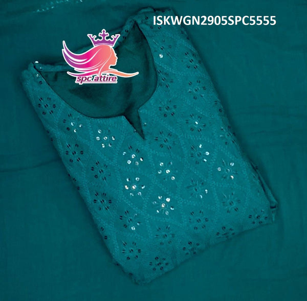 Cotton Schiffli Gown With Chiffon Dupatta-ISKWGN2905SPC5555