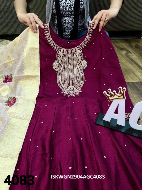 Silk Gown With Digital Printed Banarasi Silk Dupatta-ISKWGN2904AGC4083