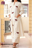 Embroidered Cotton Kurti With Palazzo-ISKWKUSR150524W