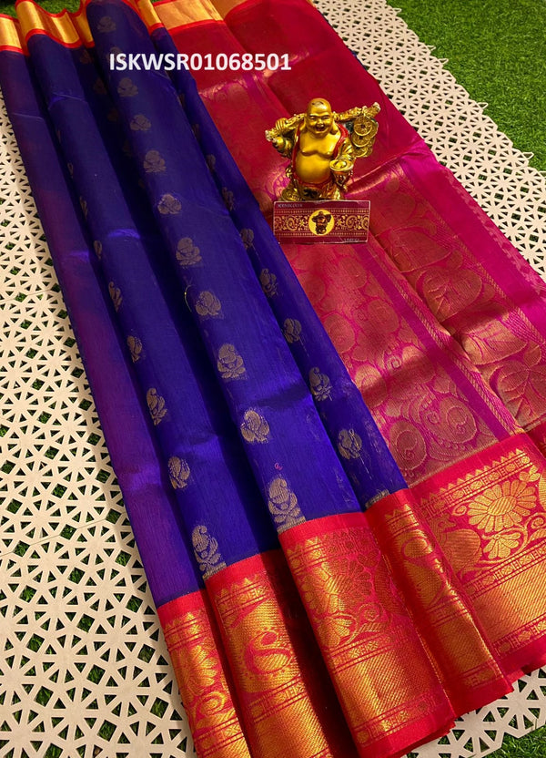 Gadwal Handloom Silk Saree With Contrast Blouse-ISKWSR01068501