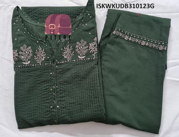 Embroidered Cotton Kurti With Pant-ISKWKUDB310123G
