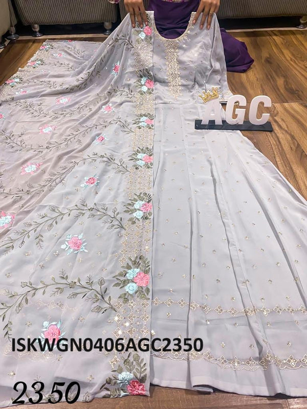 Georgette Gown With Embroidered Dupatta-ISKWGN0406AGC2350