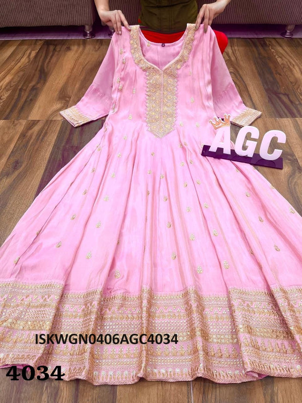 Jacquard Gown With Tie And Dye Bandhani Printed Dupatta-ISKWGN0406AGC4034